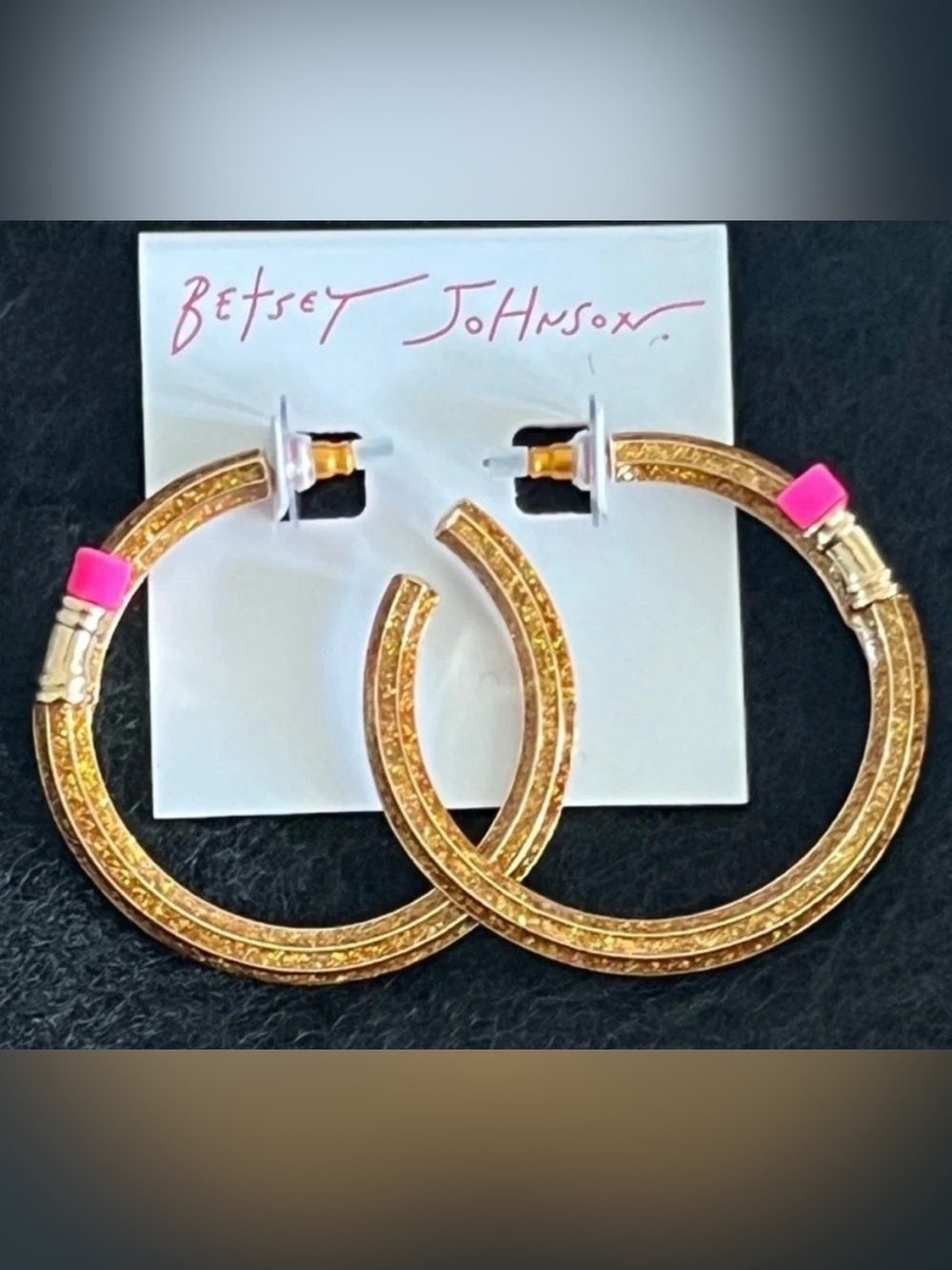 BETSEY JOHNSON Back to School Golden Bypass Pencil Hoop Earrings Teacher NEW NWT